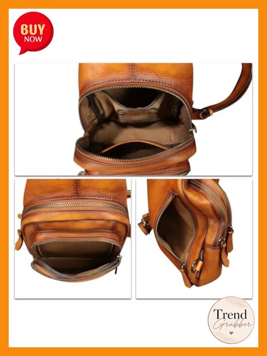 Genuine Leather Vintage Sling Backpack Chest Over Shoulder Crossbody Bag main image 6